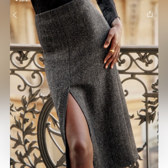 NWT Sezane Eloane Gray Herringbone Skirt - Picture 3 of 12